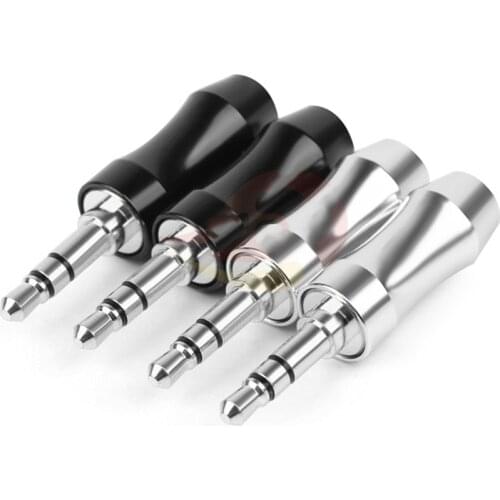 3.5MM Jack Rhodium Plating Copper Headphone Adapter 3.5mm 3 Pole Stereo Earphone Plugs Soldering Metal HiFi Audio Connector