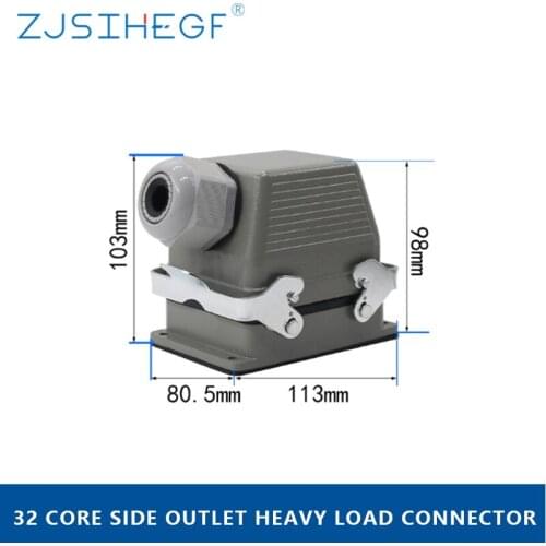 Heavy Duty Connector Rectangular Hdc-He-32 Core 16A Waterproof Aviation Plug Top And Side