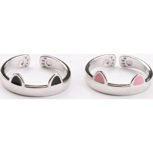 Silver Color Cat Ear Finger Ring Open Design Cute Fashion Jewelry Ring For Women Young Girl Child Gift Adjustable Ring wholesale