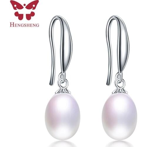 Fine Jewelry 100% Genuine Freshwater Pearl Dangle Earring Teardrop Natural Pearls Bridal Wedding Sterling Silver Mother Jewelry