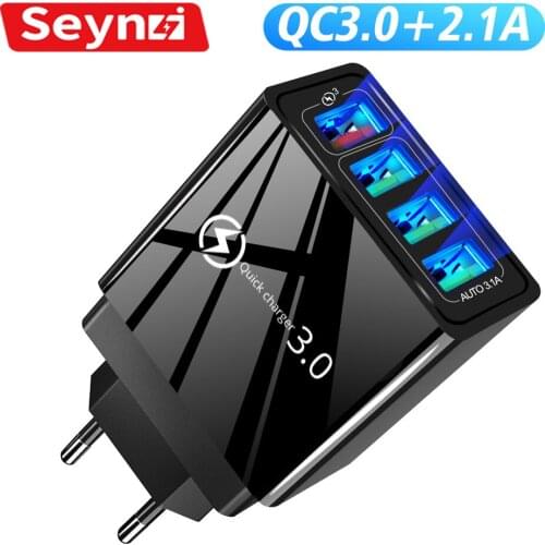 SeynLi USB Charger 4 Port Wall Charger Adapter QC3.0 Fast Charging Adapter For Iphone 12 11 Pro Max Xiaomi Redmi Samsung Charger