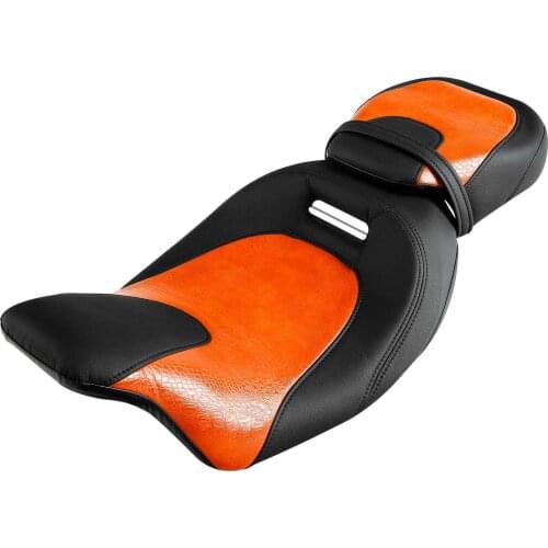 Motorcycle Black Orange Driver Passenger Seat For Harley Touring Electra Glide Road King Road Glide Street Glide 2009-2020