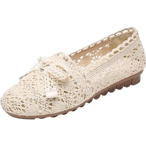 Straw Fisherman Shoes 2019 Summer Female Flat Bottom Old Beijing Cloth Bud Silk Mesh Openwork A Pedal Lazy Single Shoes