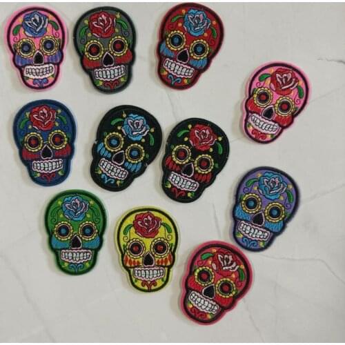Iron-on embroidery flower skull animal cartoon patches for clothing DE-17