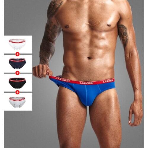 Hot Sale New Briefs Cotton Low Waist U Convex Pouch Mens Briefs Large Size Underwear Breathable Mens Slip Panties Underpants