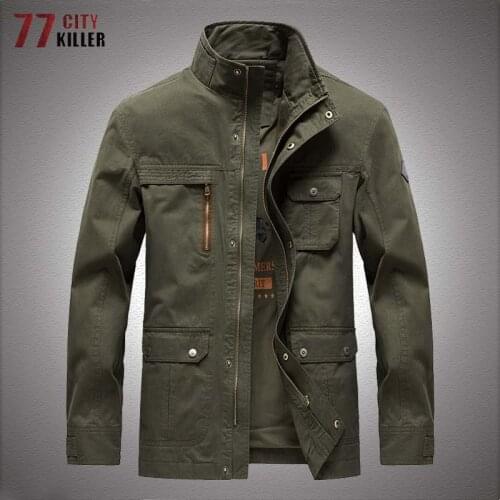 Military Cargo Jackets Men Cotton Multi-pocket Pilot Outwear Coats Army Mens Stand High Quality Flight Bomber Jacket Veste Homme