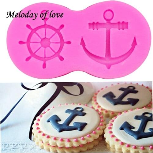 Anchor Rudder Wheel Ship Shape Silicone Mold Fondant Forms Cookie Baking Chocolate Mold Cake Decorating Tools T0209