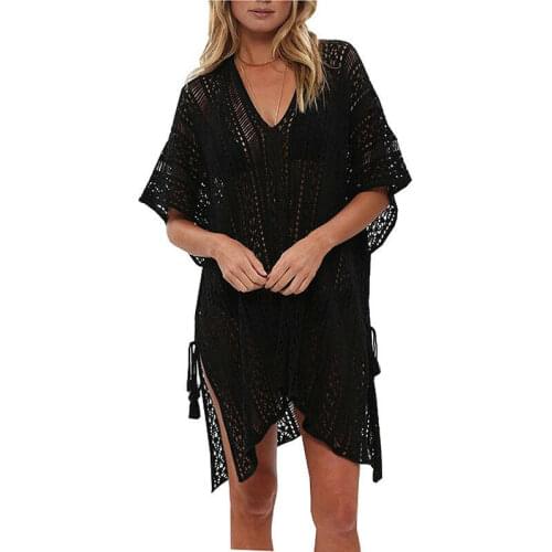 Women Bikini Cover Up Hallow Crochet Beach wear Dress Summer Loose Bathing Suit