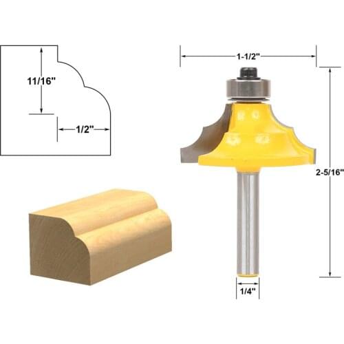 1pcs Double Round-Over Edging Router Bit - 1/4" Shank