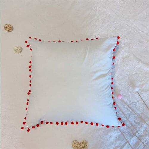 1PCS Candy Color Pillowcase With Balls Standard Pillow Case Cotton Home Wedding Supplies