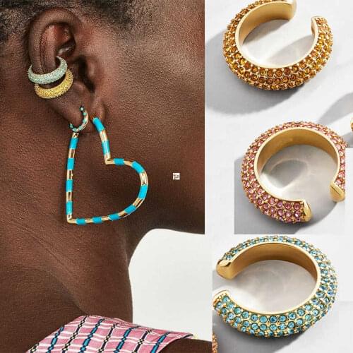 1PC Ear Cuff Pretty CZ Crystal Earrings Rainbow Chic Embellished Jewelry Elsa