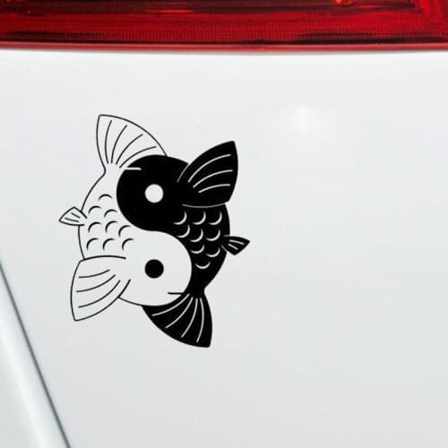 12.4*15.2CM Yin Yang Koi Fish Creative Cartoon Car Stickers Fashion Car Styling Decorative Decals Black/Sliver C6-1253