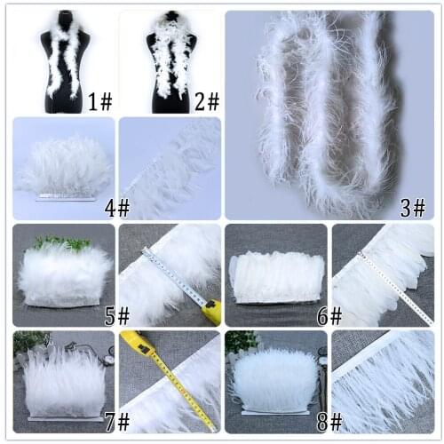 2Yards White Feathers Ostrich Feather Trim Marabou Feather Boa Goose Feather Fringe Ribbon For Dress Costume DIY Crafts Deco