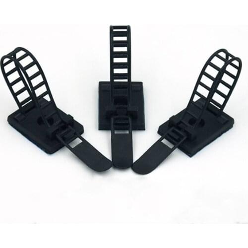 20Pcs Black Sticky Adjustable Wire Ties Cable Clips Clamp Plastic Self Adhesive Cable Ties Fix Holder Clips
