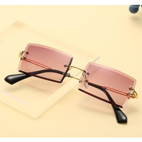 2020 Retro Sunglasses Women Brand Designer Rimless Gradient Sun Glasses Shades Cutting Lens Frameless Eyeglasses for Driver