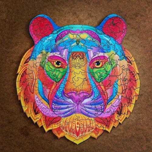 2021 Unique Wooden Animal Jigsaw Puzzles Mysterious Puzzle Gift For Adult Kids Montessori Children Toy Tiger Puzzle Gifts