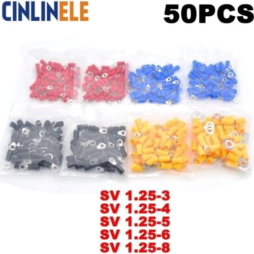 50Pcs Fork Spade Crimp Insulation Terminal SV1.25-3 SV1.25-4 SV1.25-5 SV1.25-6 SV1.25-8 Wire Cable Connector SV