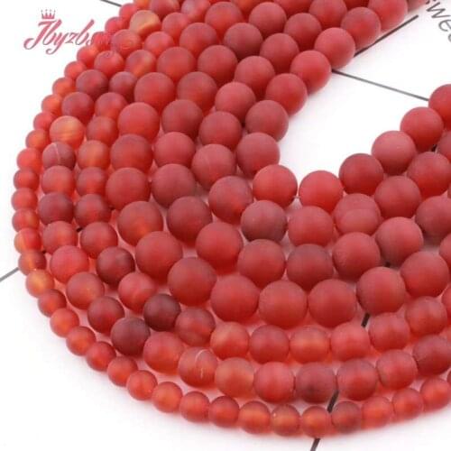 6,8,10mm Round Red Agates Bead Frost Matte Natural Stone Beads For DIY Necklace Bracelet Jewelry Making Spacer Strand 15"