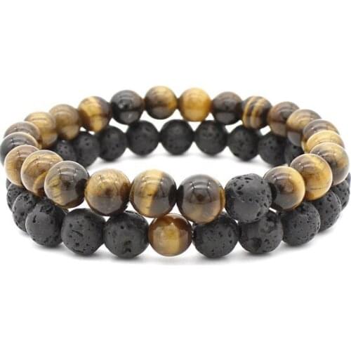 8mm elastic thread Reiki Yoga Bracelet xh345adjusted Lava Volcanic Stone Onyx black weathered bead agate Bangles