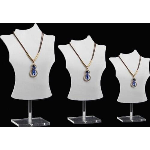 Acrylic Mannequin Necklace Jewelry Display Holder Bust Stand Pendant Chain Chokers Stand Rack Storage Organizer Photography Prop