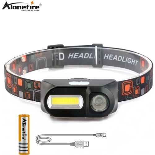 Alonefire HP40 Mini COB LED Headlamp Waterproof Headlight Head Flashlight Torch Lanterna For Outdoor Camping Night Fishing