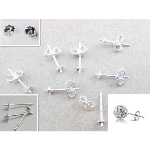 Free Jewelry Findings 100PCS Bulk 925 Sterling Silver Ear Pin Pairs Stud Earrings 925 BACK STOPPERS Post Handmade FY-01+02