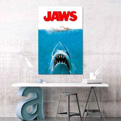 JAWS Horror Movie Poster Prints Wall Art Decor 1975 American Film Picture Art Canvas Painting Home Room Art Wall Decoration