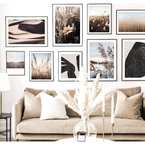 Desert Flower Reed Early Spring Abstract Wall Art Canvas Painting Nordic Posters And Prints Wall Pictures For Living Room Decor