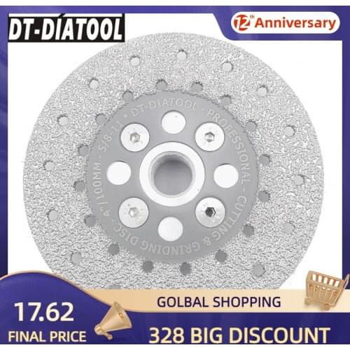 DT-DIATOOL 1pc 5/8-11 Flange​ Double Sided Vacuum Brazed Diamond Cutting & Grinding Disc Blade For Stone Marble Granite Concrete