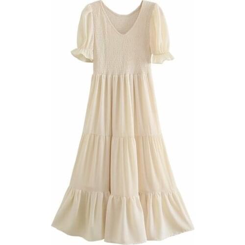 DUISNENA boho dress summer lantern sleeve women dresses v-neck ruffled layered casual robe mujer vestidos