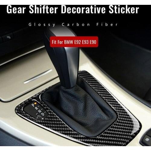 Glossy Carbon Fiber Gear Shift Box Panel Cover for E90 Car Auto Shift Lever Decoration Stickers Trim For BMW E92 E93