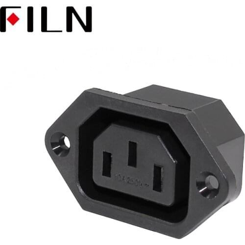 IEC 320 C14 Female AC Power Inlet Socket Jack Connector Receptacle AC 250V 10A For AMP Computer Panel Mounted Screw