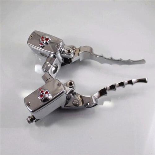 Chrome 7/8" 22mm Skull Handlebar Brake Clutch Reservoir Lever CB Rat GN CG Retro
