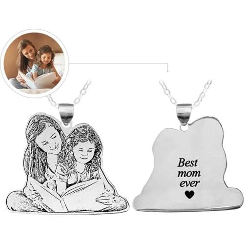 Personal Custom Photo Necklace Lady Silver Pendants 925 Sterling Silver Necklace Jewelry Women Couple Jewelry Memorial Gift