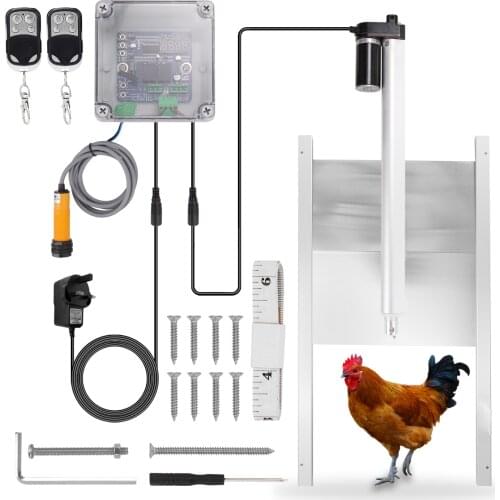 Infrared Chicken Cage Door Opener Controller Actuator Motor Chicken Coop Door Automatic Opener Kit Remote Control Function