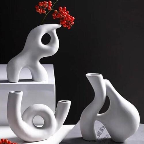 Ceramic Vase Flower Arrangement Dried Flowers Nordic style ins simple and creative hydroponic flower living room home decoration