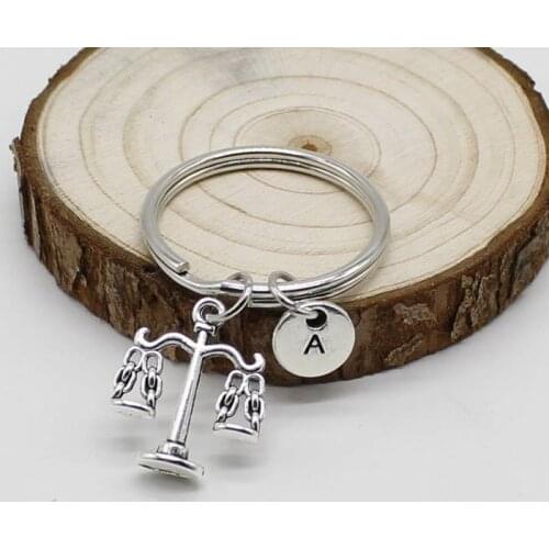 Lawyer key, judicial scale, law student key chain, A-Z letter key chain