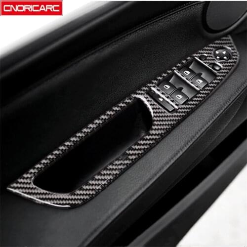 Carbon Fiber Window Glass Lifting Buttons Frame Decoration Cover Trim 4Pcs For BMW X5 X6 E70 E71 2008-2014 Car Door Armrest Trim