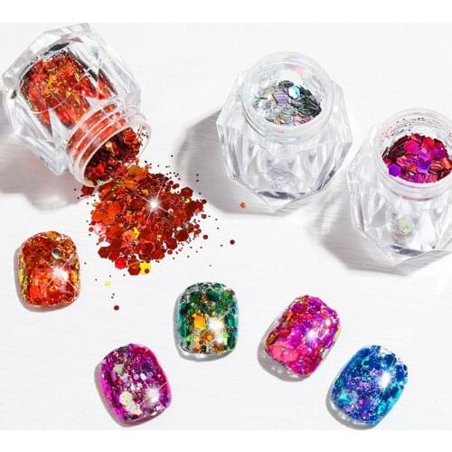 Korea Big Sequins Nail Art Glitter Hot Style Chameleon Ins Burst Glitter Laser Hexagonal Glitter Nail Decorations