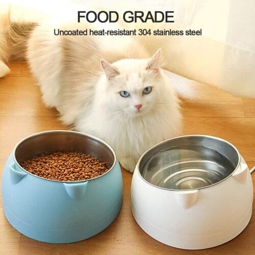 Stainless Steel Cat Dog Bowl 15 Degrees Tilted Cat Bowl safeguard Neck Puppy Cats Feeder Non-slip Crashworthiness Base Pet Bowls