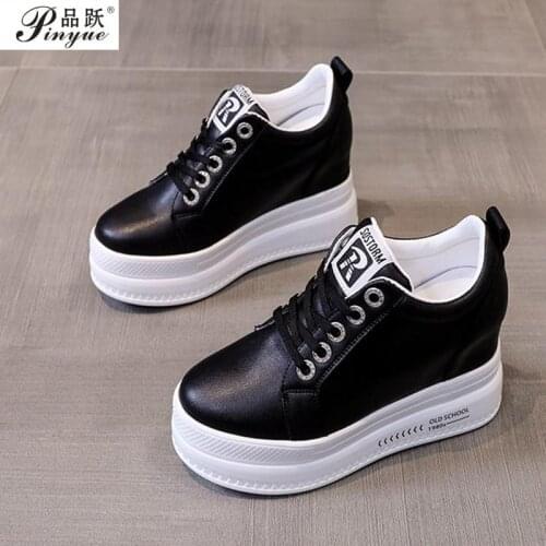 Woman Autumn Comfortable Breathable Women White Shoes 8CM Heels Height Increasing Platform Sneakers Casual Shoes