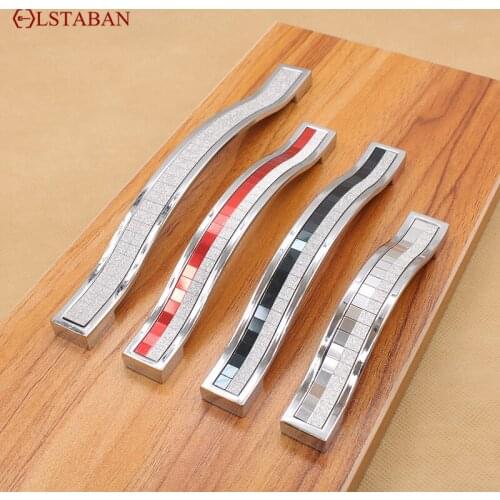 LSTABAN European-Style Modern Zinc Alloy Pearl Crystal Color Handle Cabinet Drawer Door Handle Wardrobe Wine Cabinet Handle