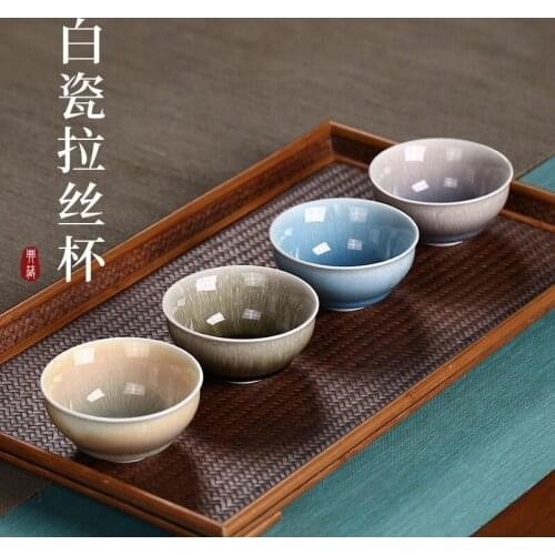 Masters cup tea all hand sample tea cup, kung fu tea cup single cup household utensils white porcelain wiredrawing cup