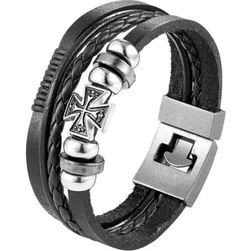 Brand Bracelet Men New Leather Bracelets Women Multiple Layers Charm Bracelet & Bangle Party Fashion Jewelry Christmas Present