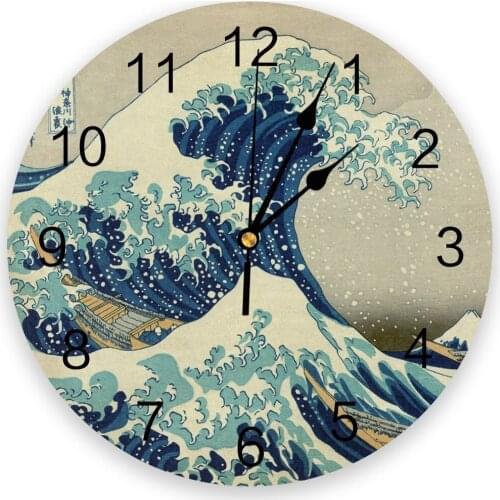 The Great Wave off Kanagawa Wall Clock Home Decor Bedroom Silent Oclock Watch Wall Digital Clock Wall Clock for Kids Rooms