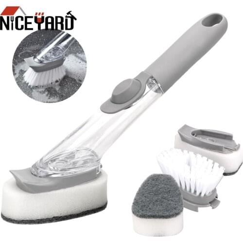 NICEYARD Automatic Cleaning Brush Scrubber With 3Pcs Non-Stick Oil Scouring Pad Washing Dish Brushes Sink Floor Cleaning Tools