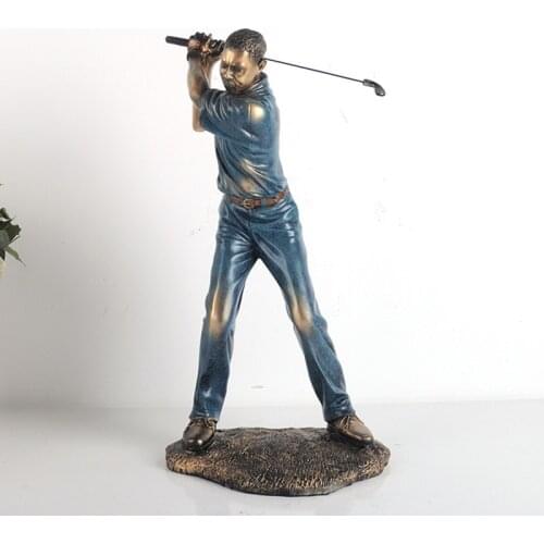 The new European creative golfer Resin Figure Statue Ornament Men and women play golf figure decoration home decor
