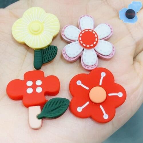 New 50pcs Wholesale Resin Flowers Garden Shoe Decorations Shoes Accessories Fit Kids DIY Bracelet Croc Jibz Charm