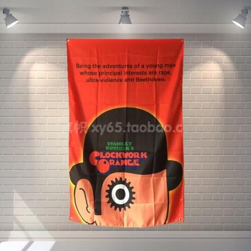 "Clockwork oranges" Movie Poster Banners Childrens Room Wall Decoration Hanging Art Waterproof Cloth Polyester Fabric Flags