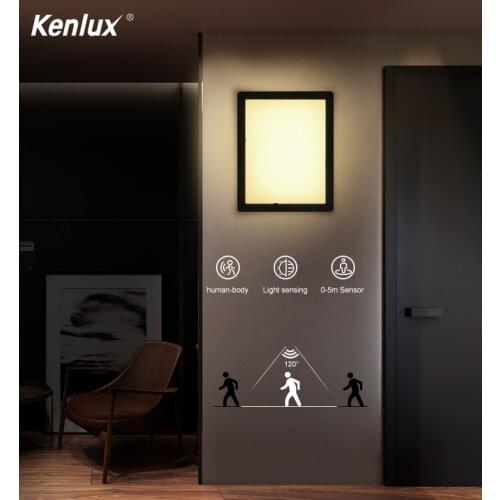 20W Plastic LED Outdoor Lighting Radar Motion Sensor Wall Light Waterproof Wall Lamp Morden Garden Decoration Sensor Wall Light